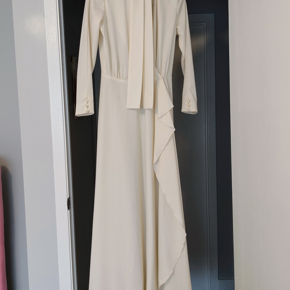 Vintage -Sears Cream Asymmetrical Ruffled Gown
